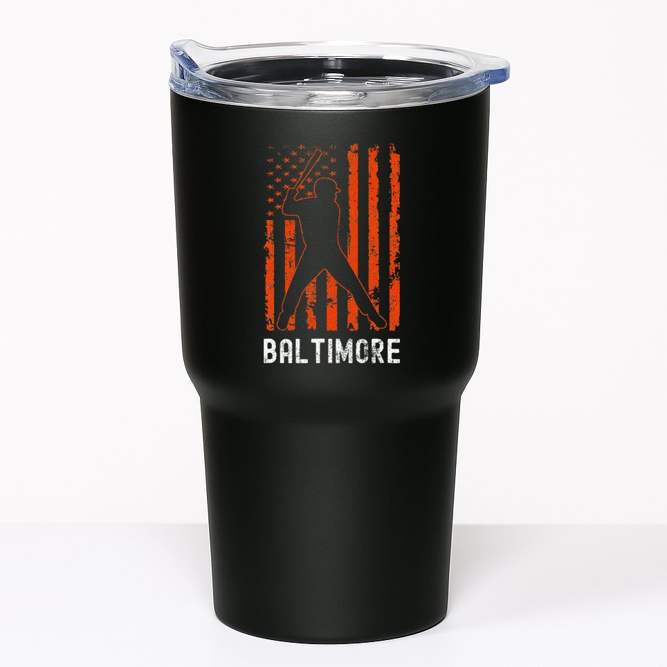 Baltimore Maryland American Flag Baseball Weathered Tumbler