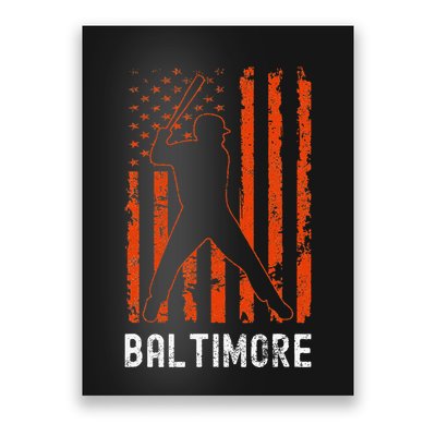 Baltimore Maryland American Flag Baseball Weathered Poster