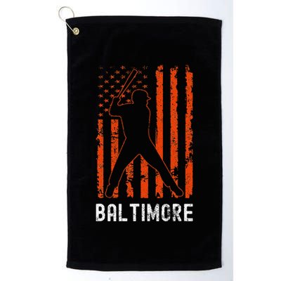 Baltimore Maryland American Flag Baseball Weathered Golf Towel