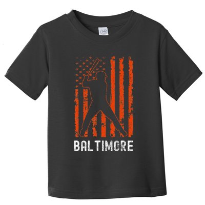 Baltimore Maryland American Flag Baseball Weathered Toddler T-Shirt