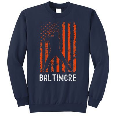 Baltimore Maryland American Flag Baseball Weathered Sweatshirt