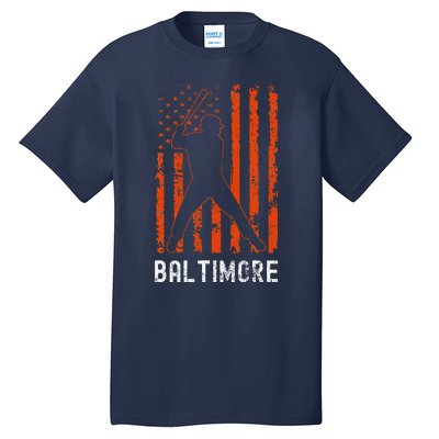 Baltimore Maryland American Flag Baseball Weathered Tall T-Shirt