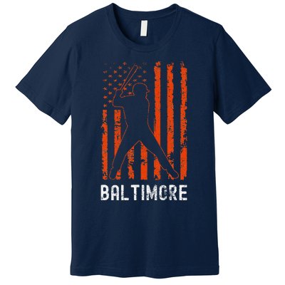 Baltimore Maryland American Flag Baseball Weathered Premium T-Shirt