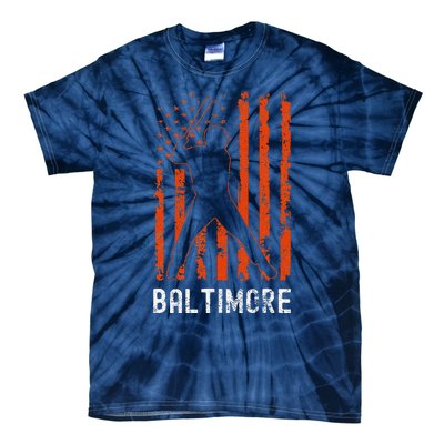 Baltimore Maryland American Flag Baseball Weathered Tie-Dye T-Shirt