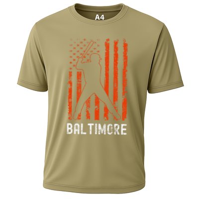 Baltimore Maryland American Flag Baseball Weathered Performance Shirt