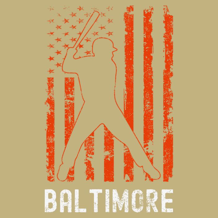 Baltimore Maryland American Flag Baseball Weathered Cooling Performance Crew T-Shirt