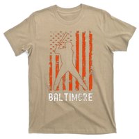 Baltimore Maryland American Flag Baseball Weathered T-Shirt