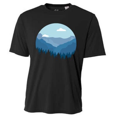 Blue Mountain And Forest Scene Silhouette Cooling Performance Crew T-Shirt