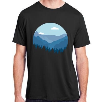 Blue Mountain And Forest Scene Silhouette Adult ChromaSoft Performance T-Shirt