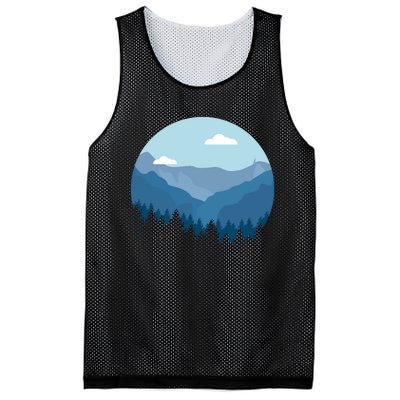 Blue Mountain And Forest Scene Silhouette Mesh Reversible Basketball Jersey Tank