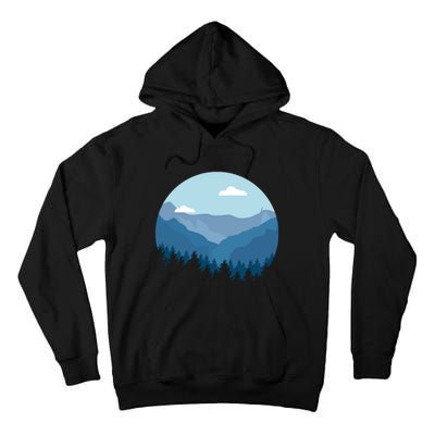 Blue Mountain And Forest Scene Silhouette Tall Hoodie