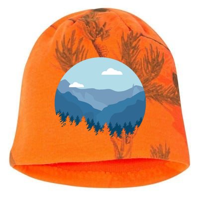 Blue Mountain And Forest Scene Silhouette Kati - Camo Knit Beanie