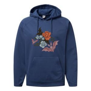 Botanical Moths And Night Flowers Performance Fleece Hoodie