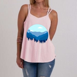 Blue Mountain And Forest Scene Silhouette Women's Strappy Tank