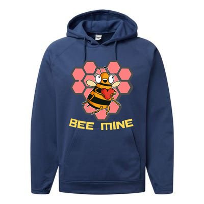 Bee Mine A Valentine's Day Gift For Beekeepers Or Bee Lovers Great Gift Performance Fleece Hoodie