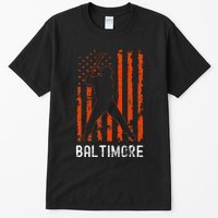 Baltimore Maryland American Flag Baseball Weathered Tall T-Shirt