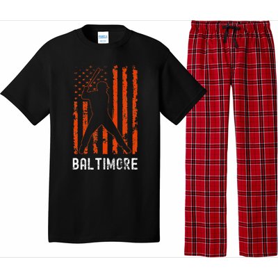 Baltimore Maryland American Flag Baseball Weathered Pajama Set