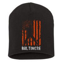 Baltimore Maryland American Flag Baseball Weathered Short Acrylic Beanie