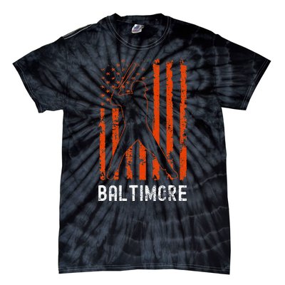 Baltimore Maryland American Flag Baseball Weathered Tie-Dye T-Shirt