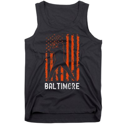 Baltimore Maryland American Flag Baseball Weathered Tank Top