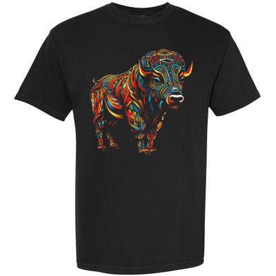 Bison Mandala Animal Motif Artwork Bison Garment-Dyed Heavyweight T-Shirt