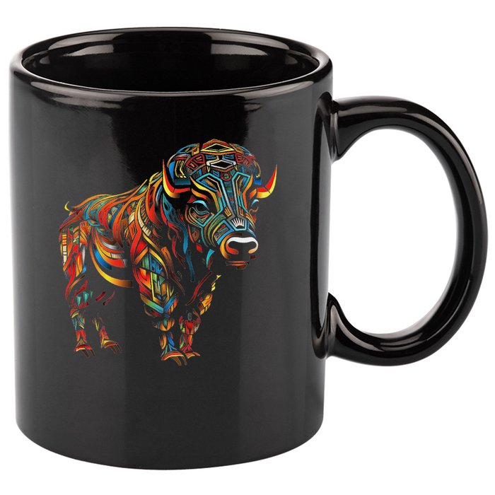 Bison Mandala Animal Motif Artwork Bison 11oz C Handle Ceramic Mug