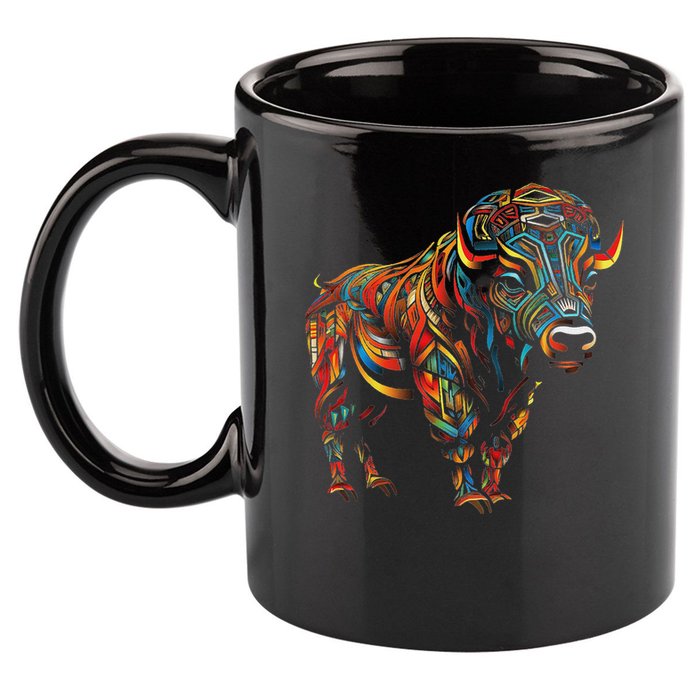 Bison Mandala Animal Motif Artwork Bison 11oz C Handle Ceramic Mug