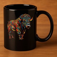 Bison Mandala Animal Motif Artwork Bison 11oz C Handle Ceramic Mug