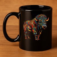 Bison Mandala Animal Motif Artwork Bison 11oz C Handle Ceramic Mug