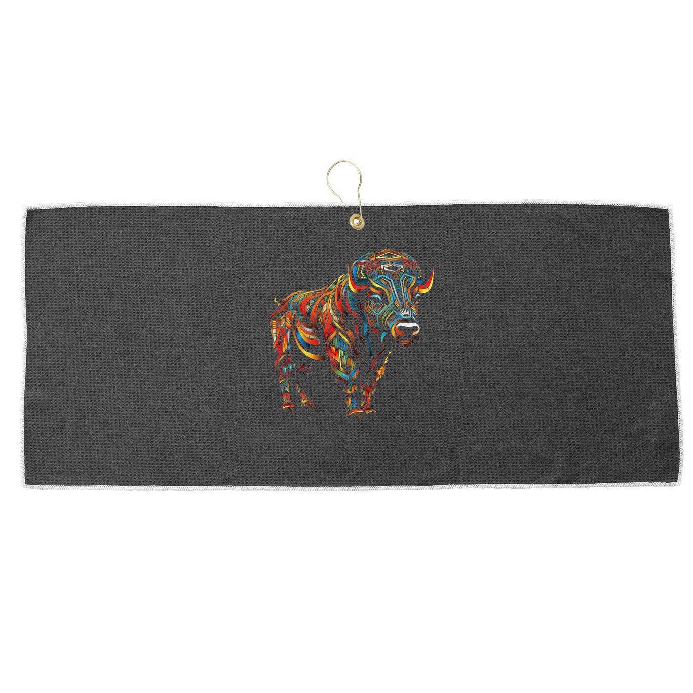 Bison Mandala Animal Motif Artwork Bison Large Microfiber Waffle Golf Towel
