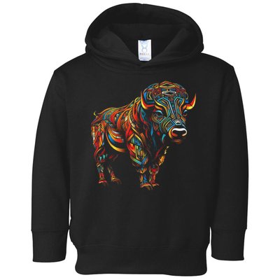 Bison Mandala Animal Motif Artwork Bison Toddler Hoodie