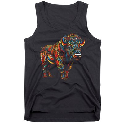 Bison Mandala Animal Motif Artwork Bison Tank Top