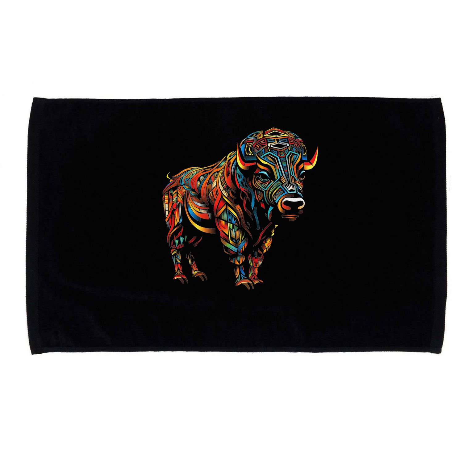 Bison Mandala Animal Motif Artwork Bison Microfiber Hand Towel