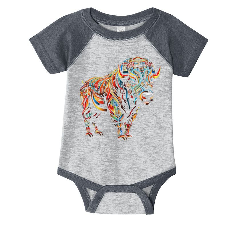 Bison Mandala Animal Motif Artwork Bison Infant Baby Jersey Bodysuit