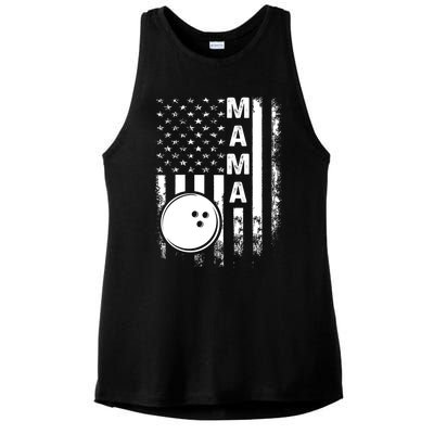 Bowling Mama American Flag Vintage Christmas Xmas Gift Ladies PosiCharge Tri-Blend Wicking Tank