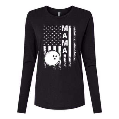 Bowling Mama American Flag Vintage Christmas Xmas Gift Womens Cotton Relaxed Long Sleeve T-Shirt