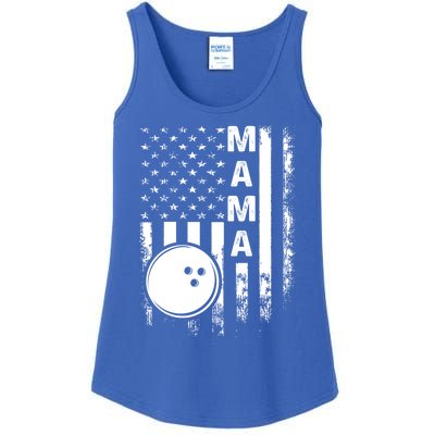 Bowling Mama American Flag Vintage Christmas Xmas Gift Ladies Essential Tank