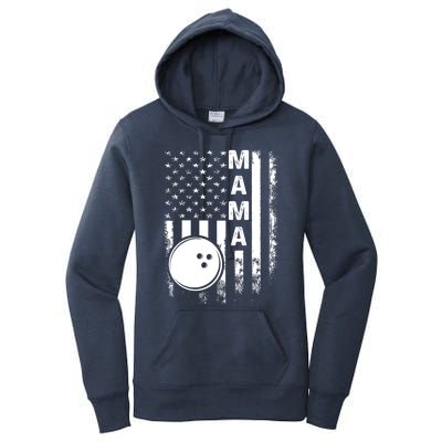 Bowling Mama American Flag Vintage Christmas Xmas Gift Women's Pullover Hoodie