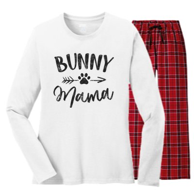 Bunny Mama Animal Lovers Pet Owner Gifts Rabbit Mom Women's Long Sleeve Flannel Pajama Set 