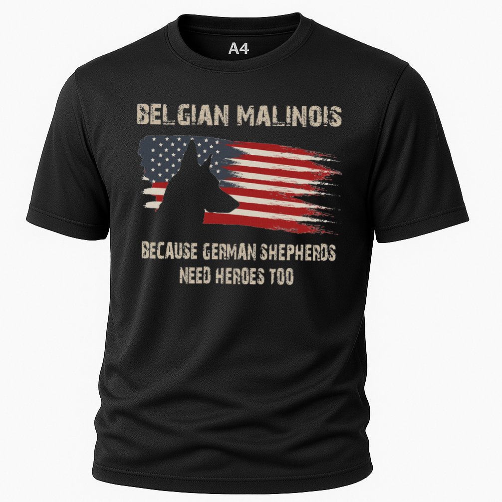 Belgian Malinois American Flag Cooling Performance Crew T-Shirt