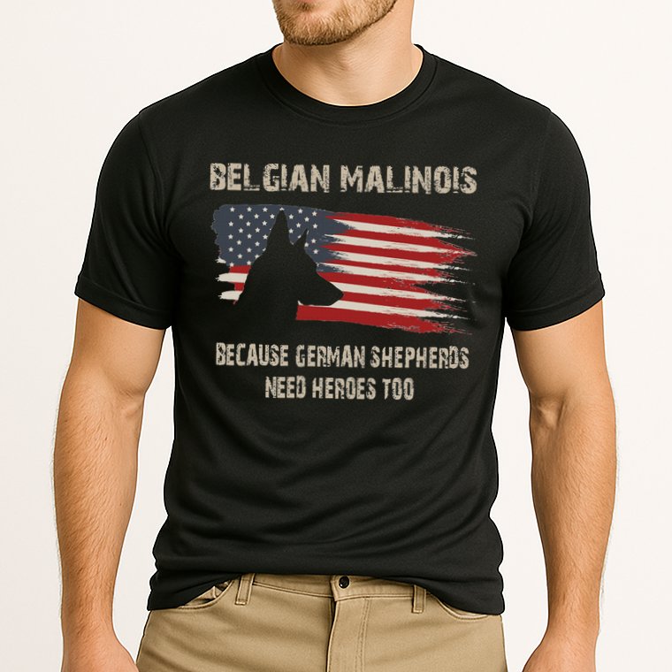 Belgian Malinois American Flag Cooling Performance Crew T-Shirt
