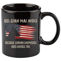 Belgian Malinois American Flag 11oz C Handle Ceramic Mug