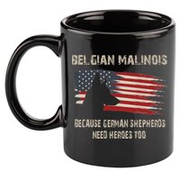Belgian Malinois American Flag 11oz C Handle Ceramic Mug