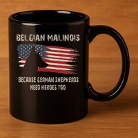Belgian Malinois American Flag 11oz C Handle Ceramic Mug