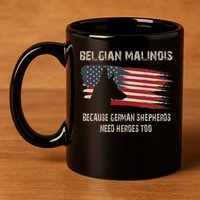 Belgian Malinois American Flag 11oz C Handle Ceramic Mug