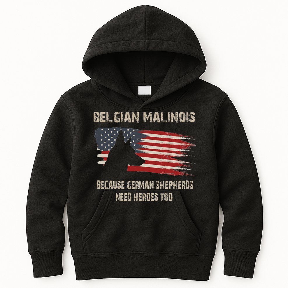 Belgian Malinois American Flag Kids Hoodie