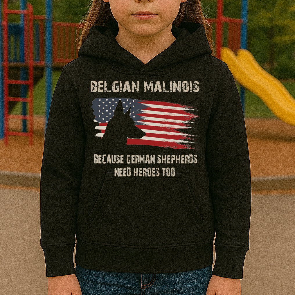 Belgian Malinois American Flag Kids Hoodie