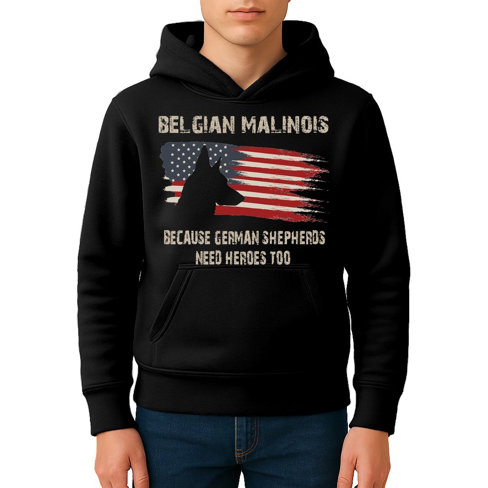 Belgian Malinois American Flag Kids Hoodie