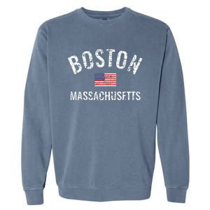 Boston Massachusetts American Flag Garment-Dyed Sweatshirt