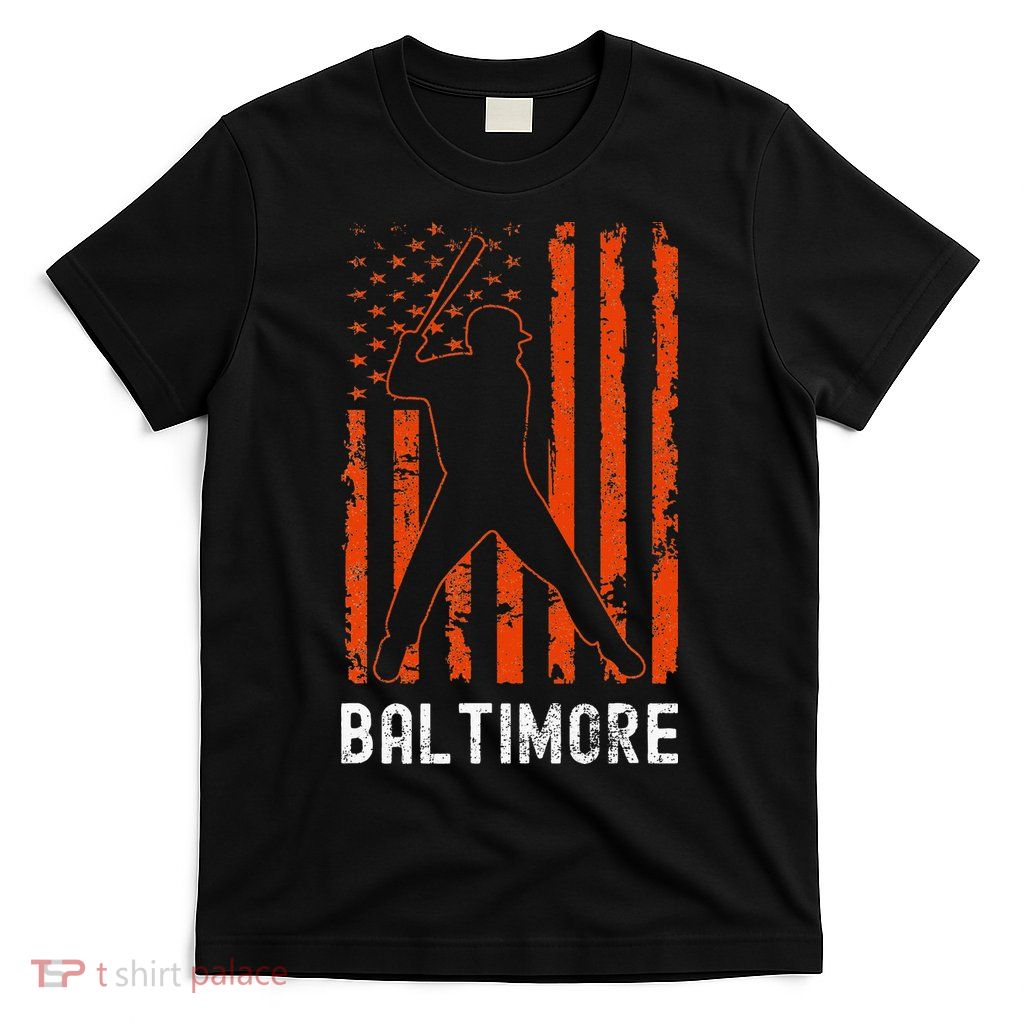 Baltimore Maryland American Flag Baseball Weathered T-Shirt